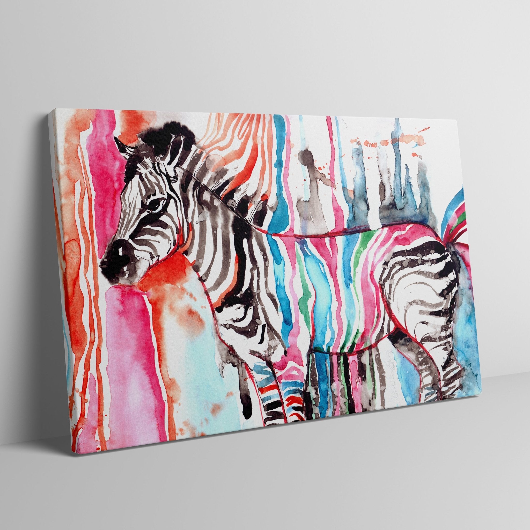 Foto obraz na płótnie - Akwarela, kolorowa zebra (kolorowy) - Gallart.pl