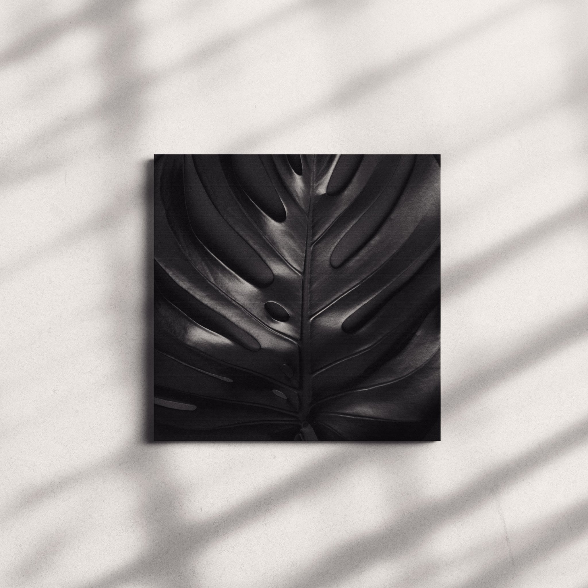 Foto obraz na płótnie - Koncept, czarna monstera max (czarny) - Gallart.pl