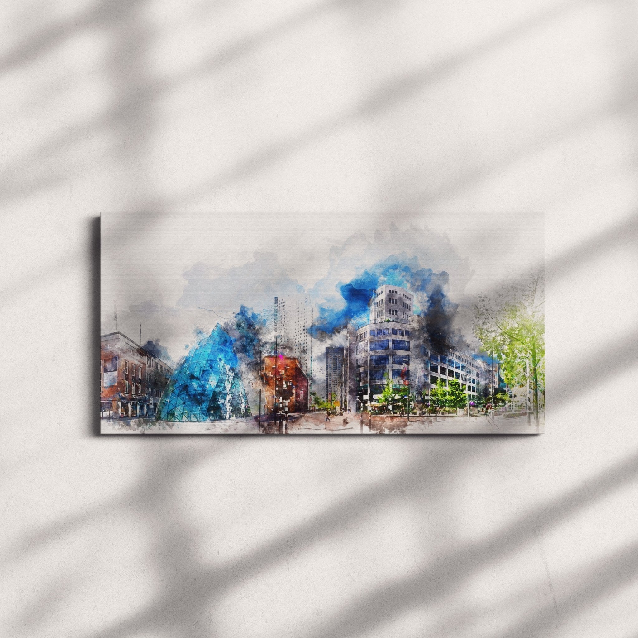 Foto obraz na płótnie - Malarstwo, panorama miasta (kolorowy) - Gallart.pl