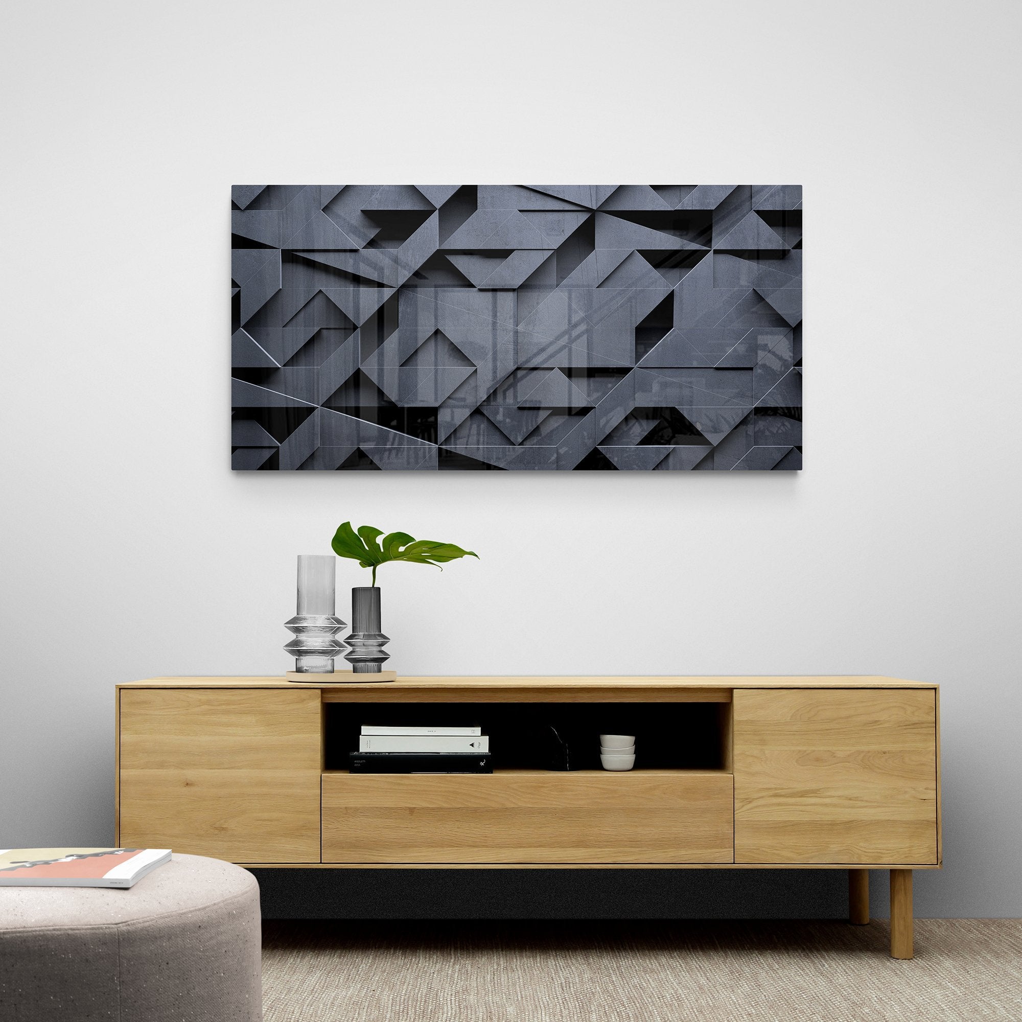 Foto obraz na szkle - Abstrakcja, metalowa geometria (stonowany) - Gallart.pl