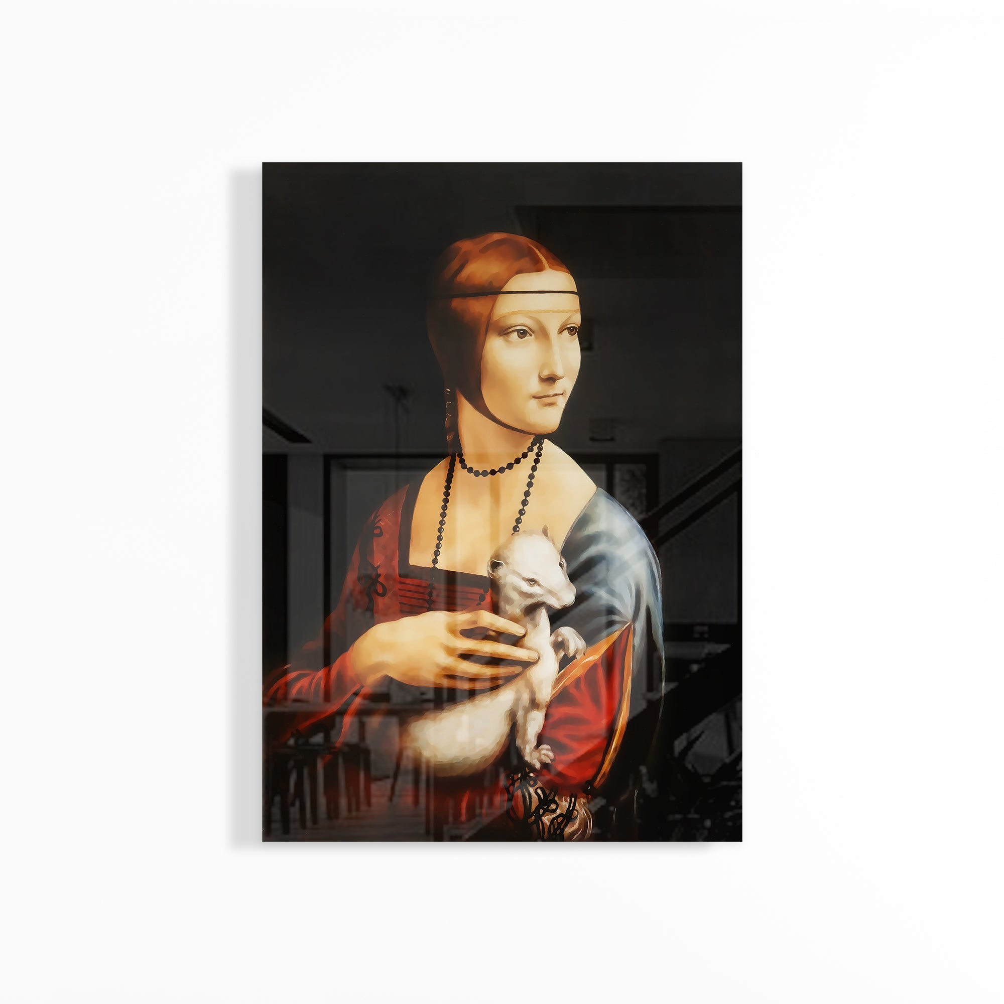 Foto obraz na szkle - Dama z łasiczką (Leonardo da Vinci) - Gallart.pl