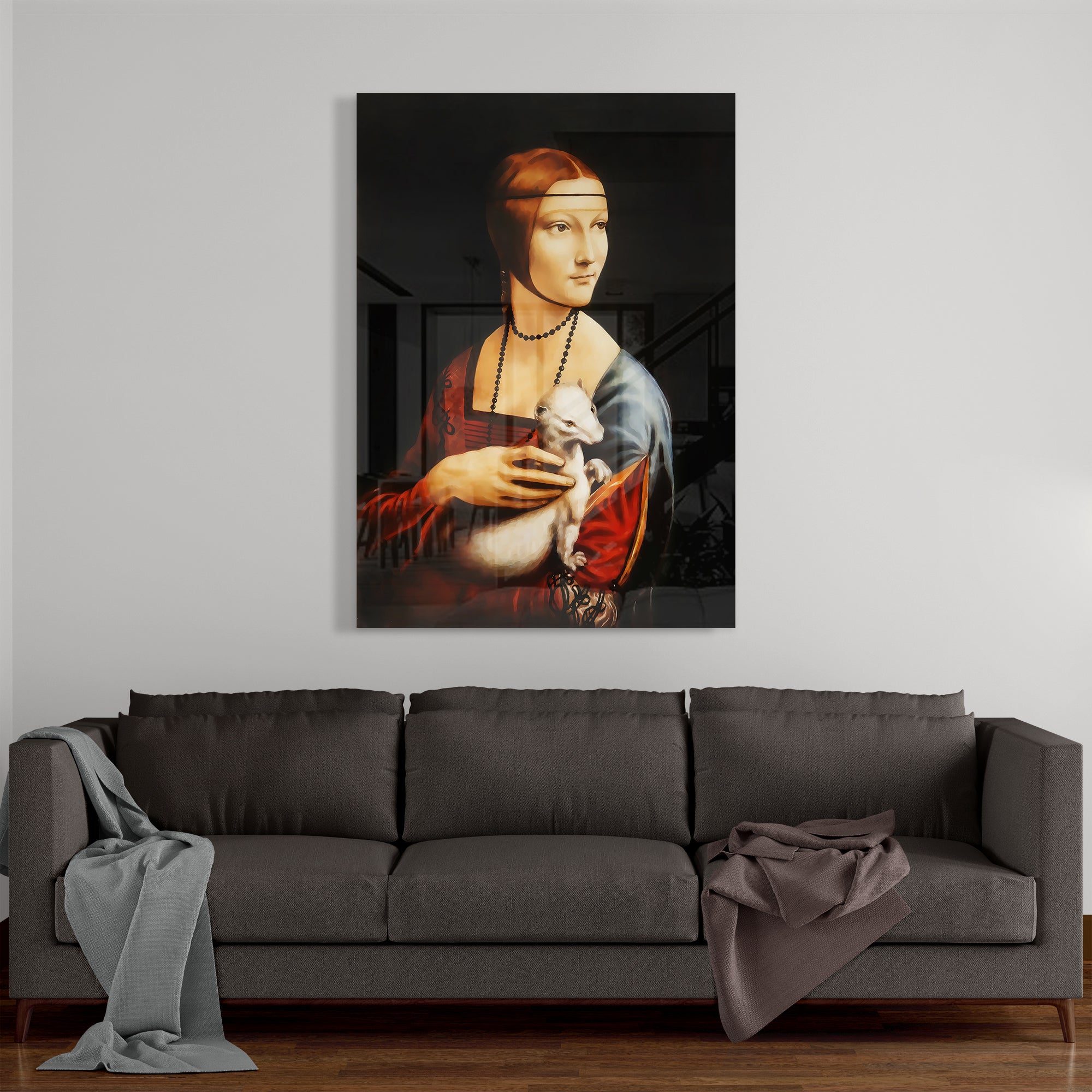 Foto obraz na szkle - Dama z łasiczką (Leonardo da Vinci) - Gallart.pl