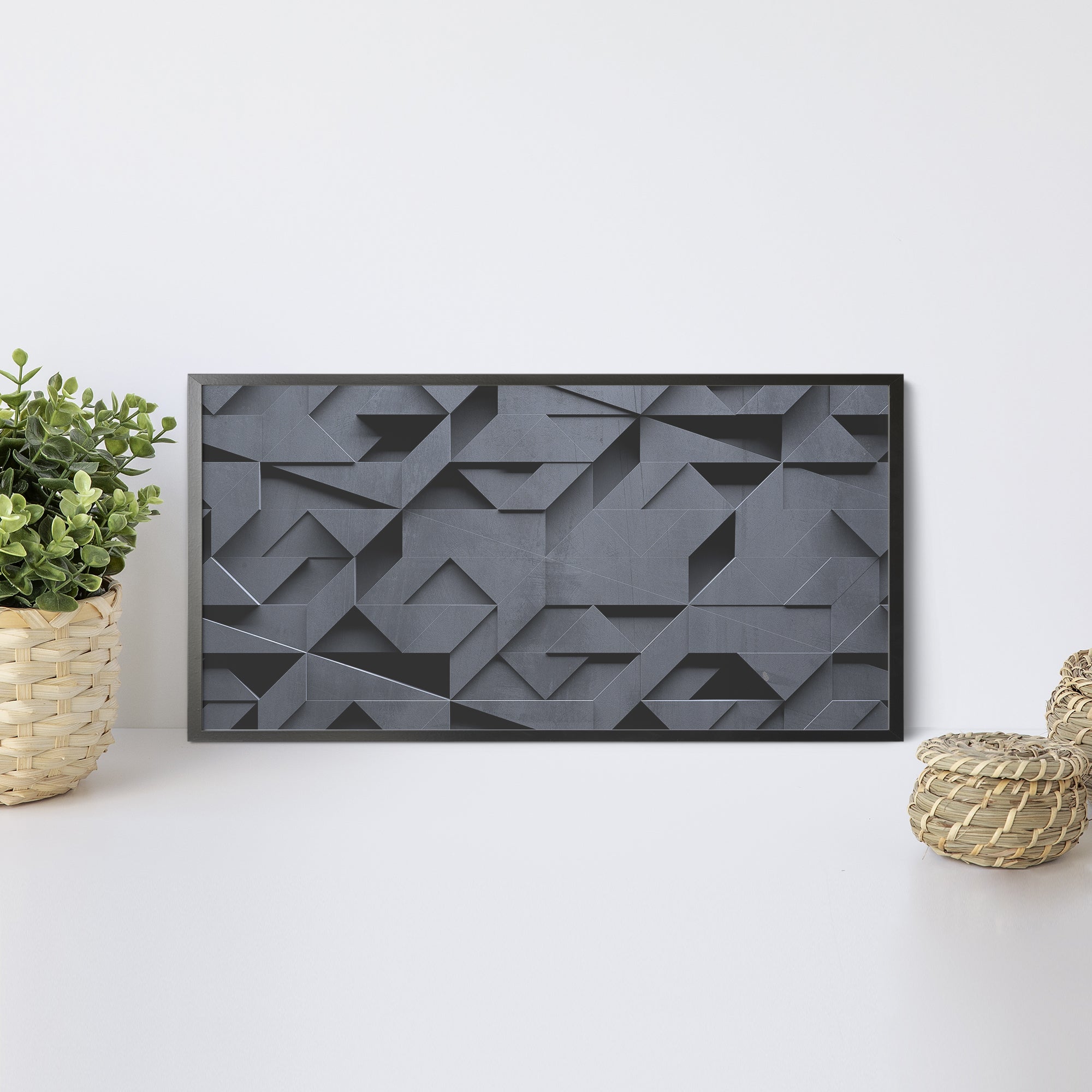 Foto obraz w ramie - Abstrakcja, metalowa geometria (stonowany) - Gallart.pl