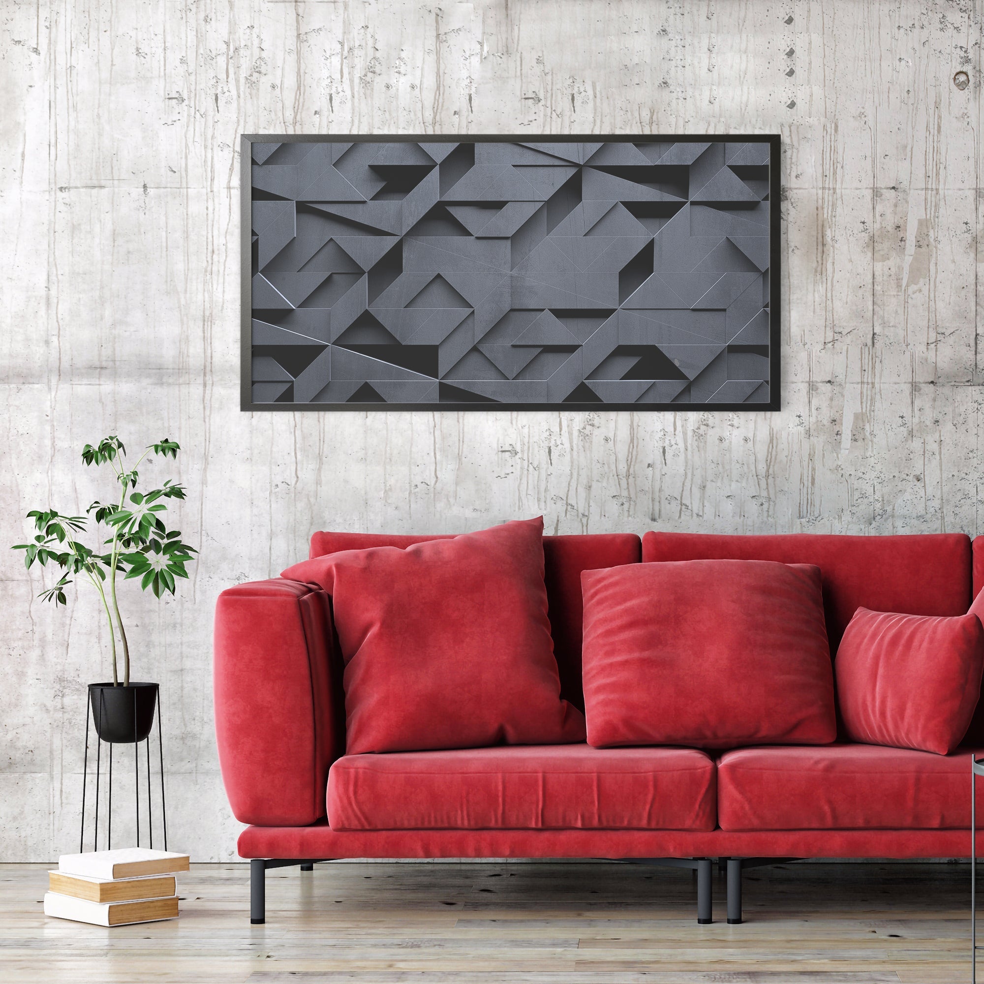Foto obraz w ramie - Abstrakcja, metalowa geometria (stonowany) - Gallart.pl