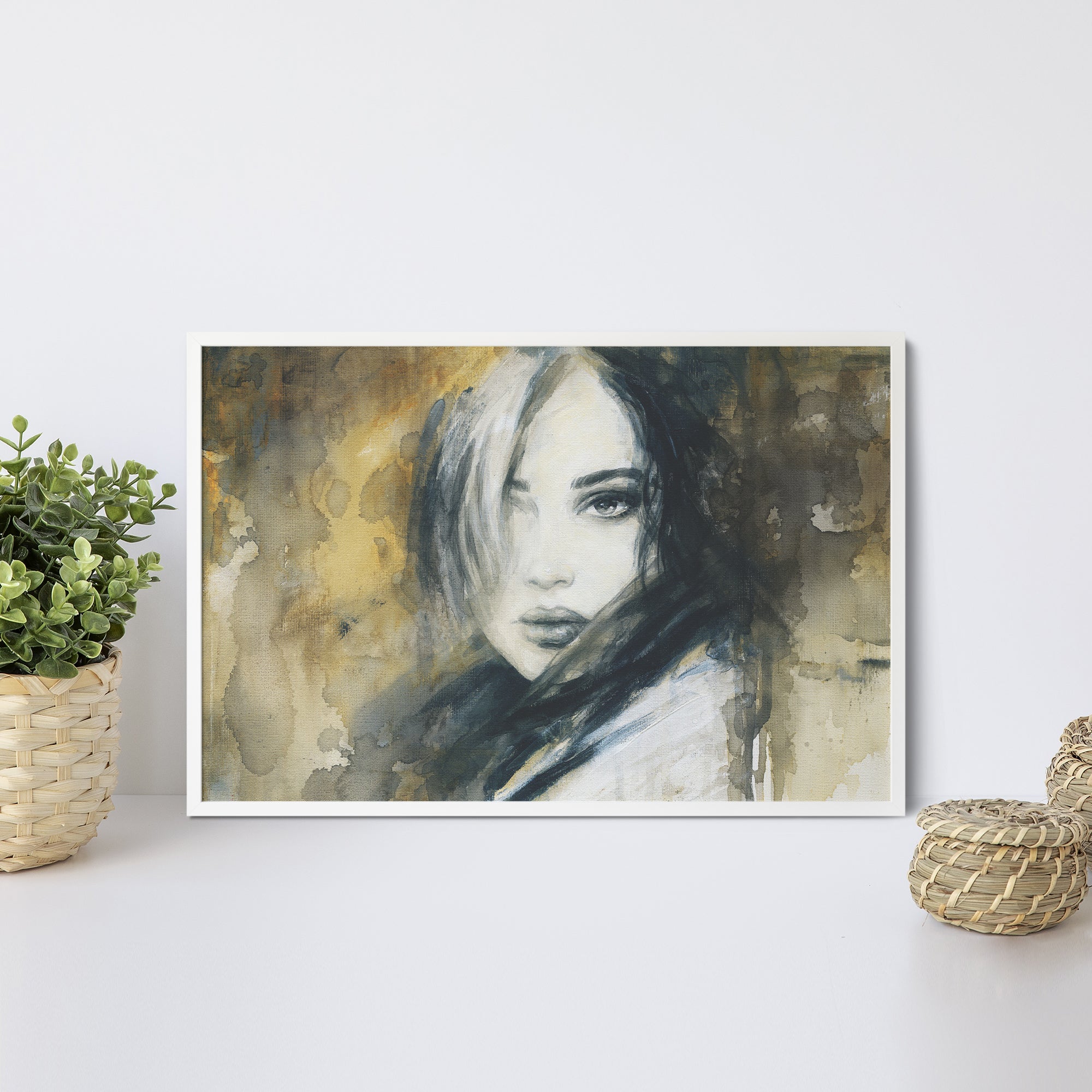 Foto obraz w ramie - Akwarela, portret kobiety (portret) - Gallart.pl