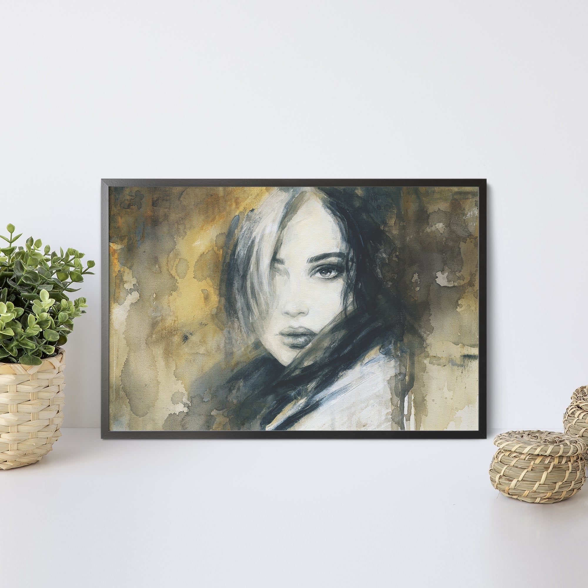 Foto obraz w ramie - Akwarela, portret kobiety (portret) - Gallart.pl