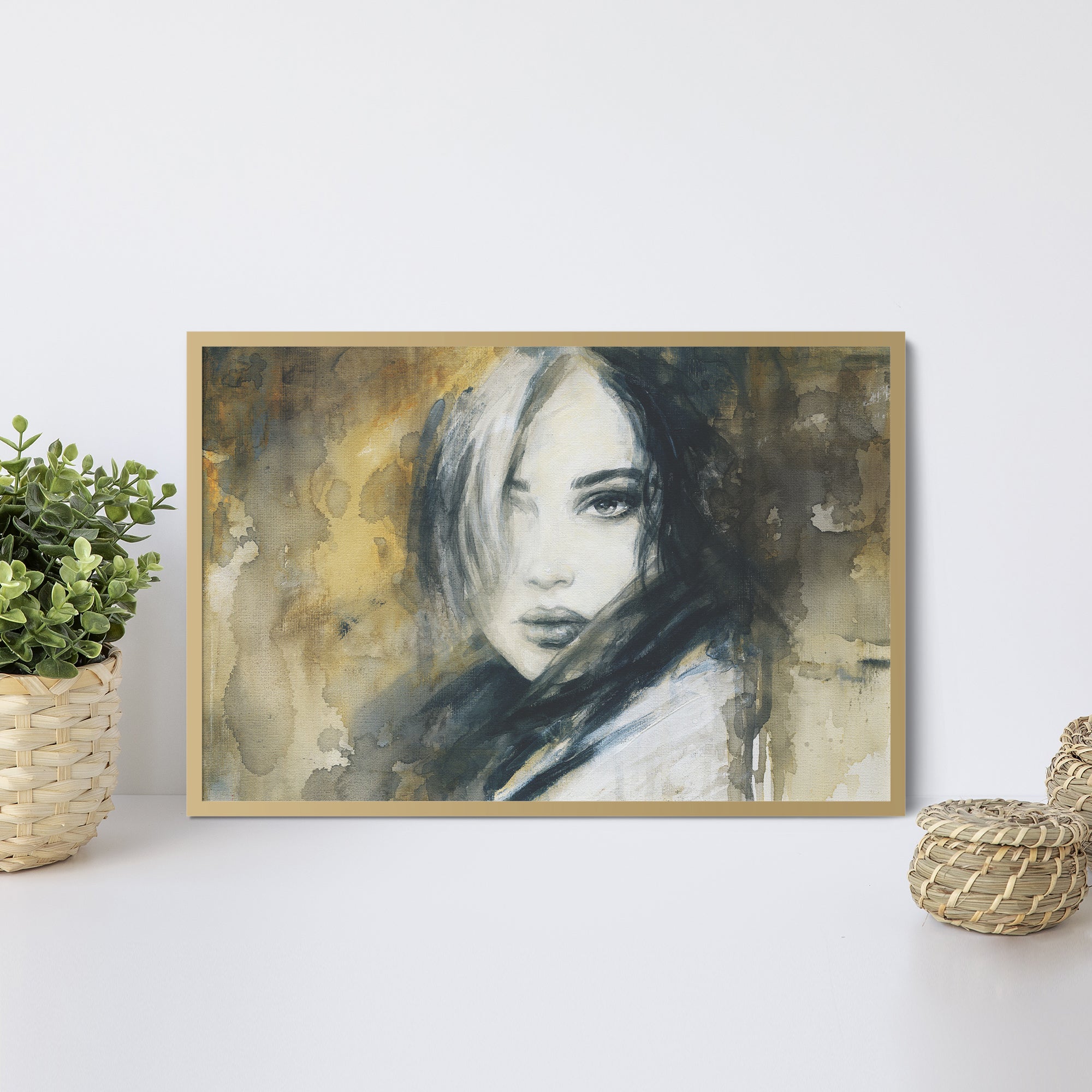 Foto obraz w ramie - Akwarela, portret kobiety (portret) - Gallart.pl