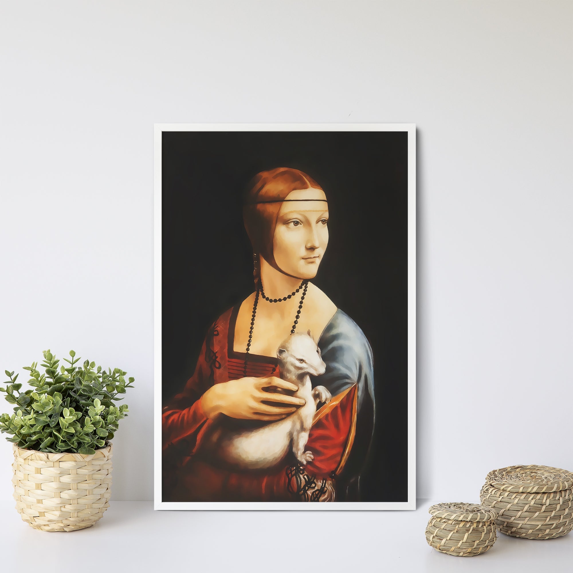 Foto obraz w ramie - Dama z łasiczką (Leonardo da Vinci) - Gallart.pl