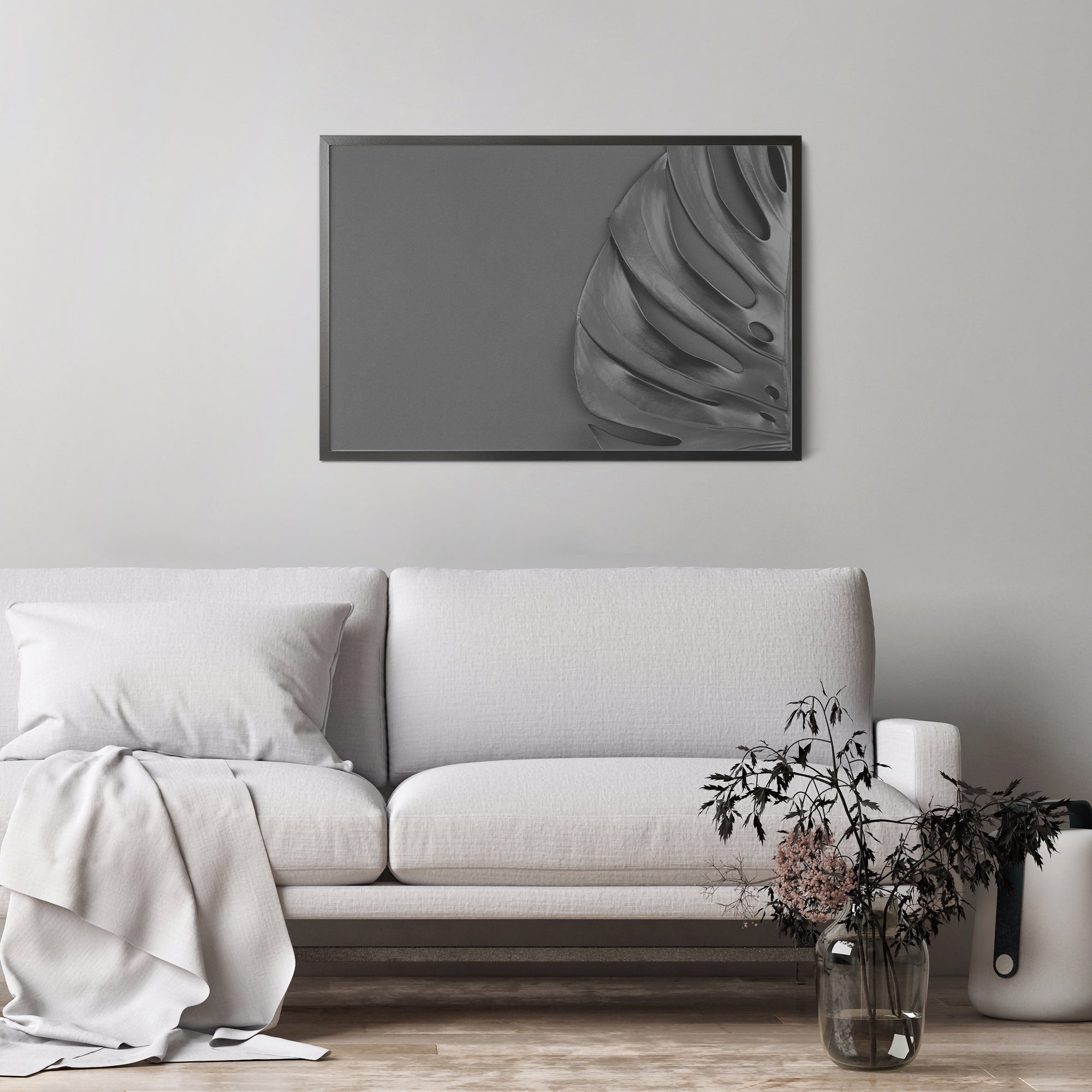 Foto obraz w ramie - Koncept, czarna monstera (czarny) - Gallart.pl