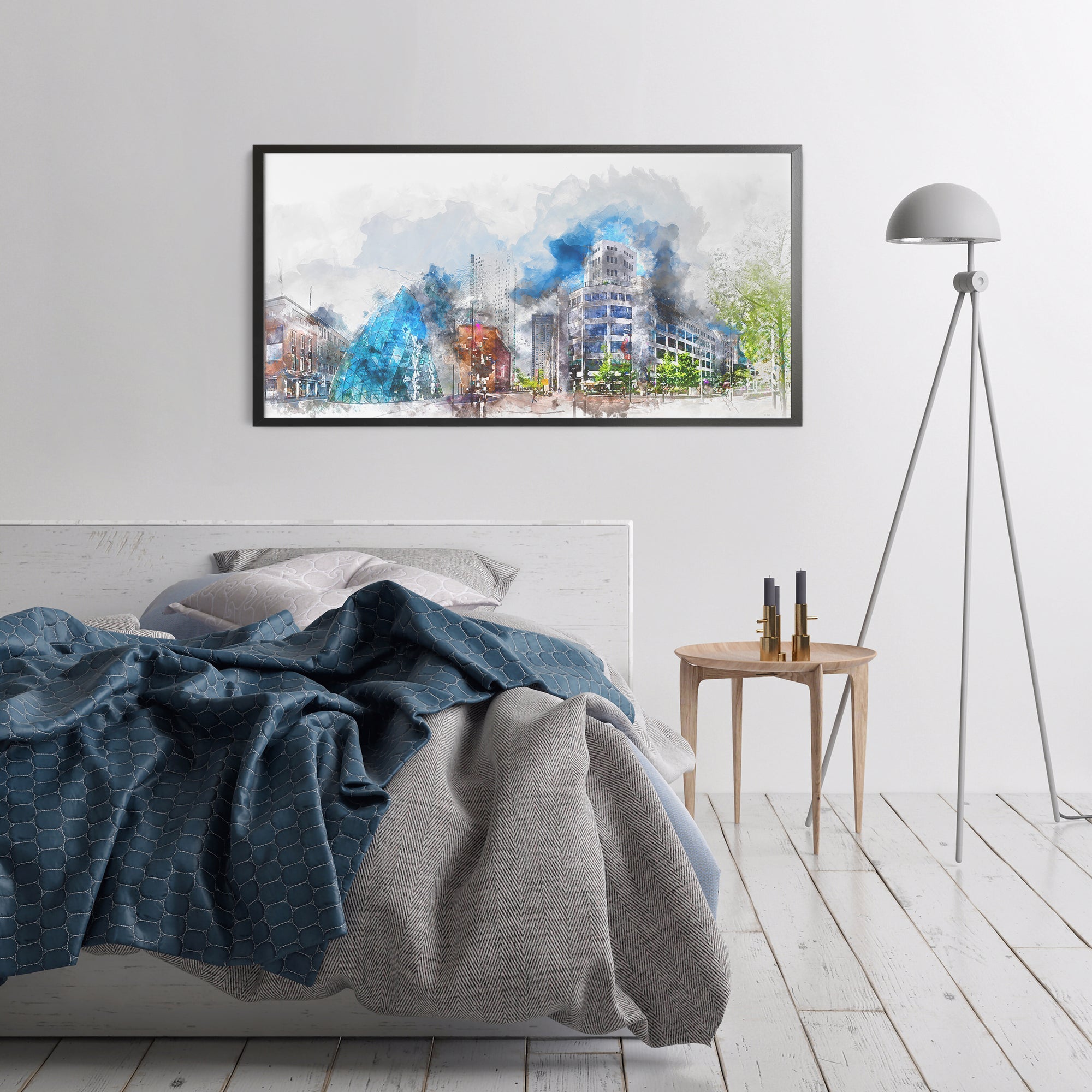 Foto obraz w ramie - Malarstwo, panorama miasta (kolorowy) - Gallart.pl