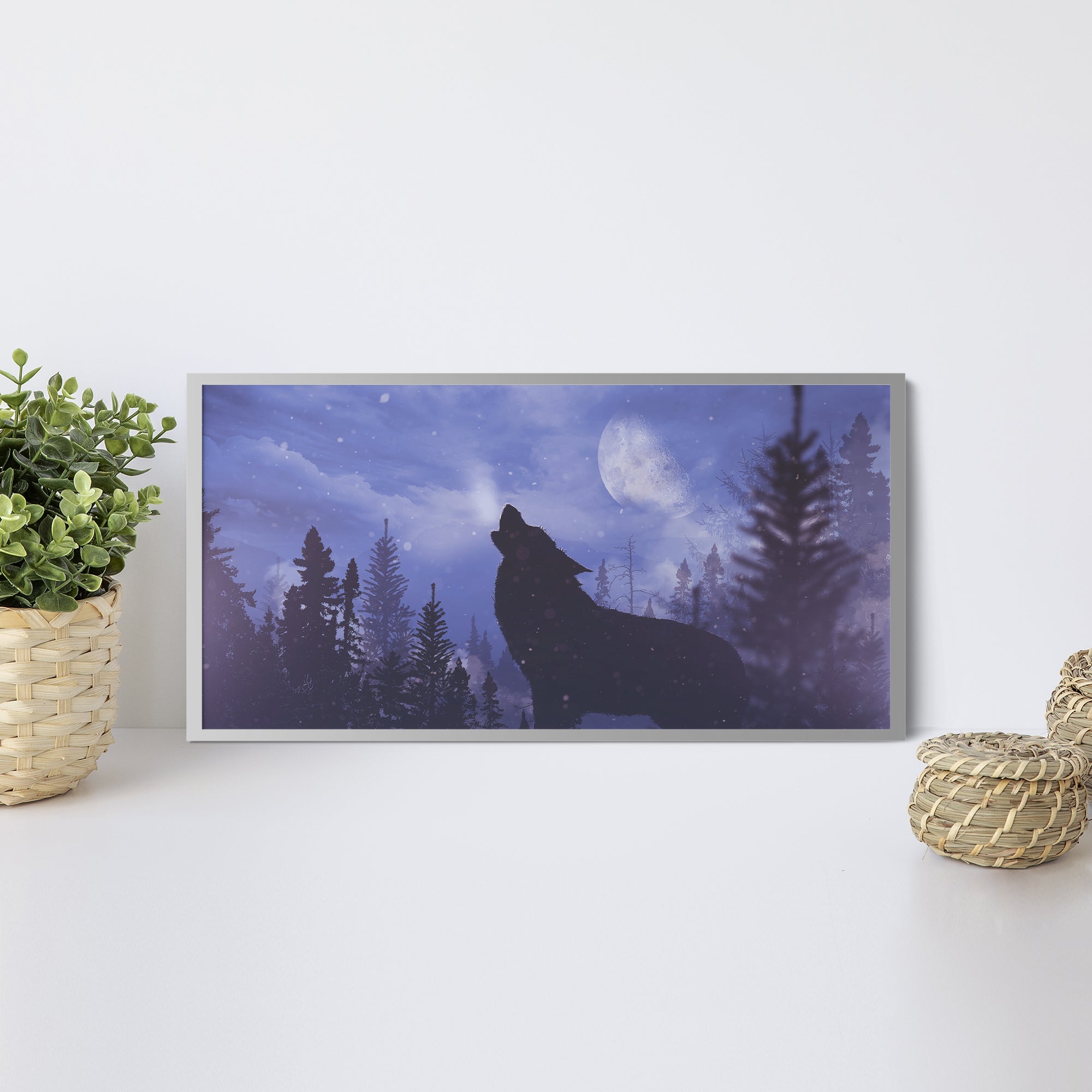 Foto obraz w ramie - Widok, wilk w lesie (zwierzęta) - Gallart.pl