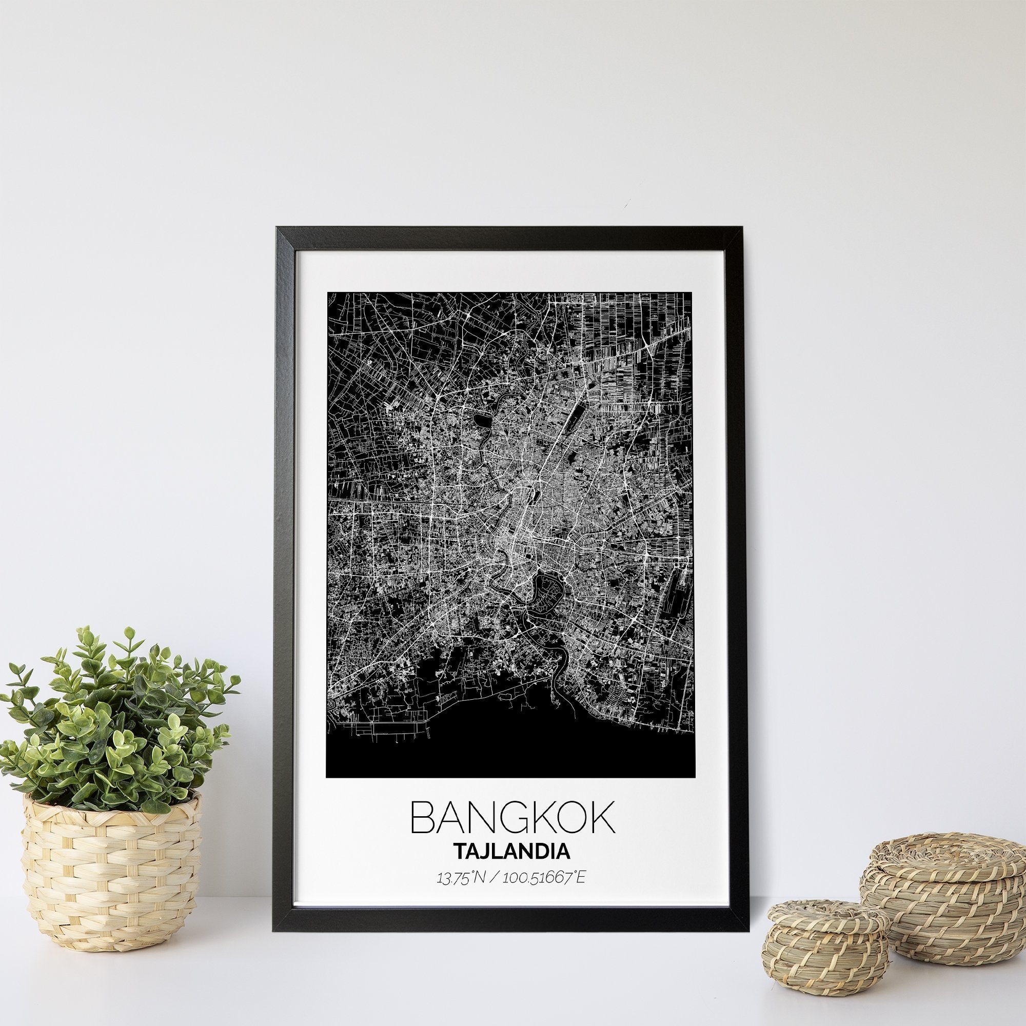 Mapa Miasta Bangkok W Ramie (Biało-Czarna) - Gallart.pl