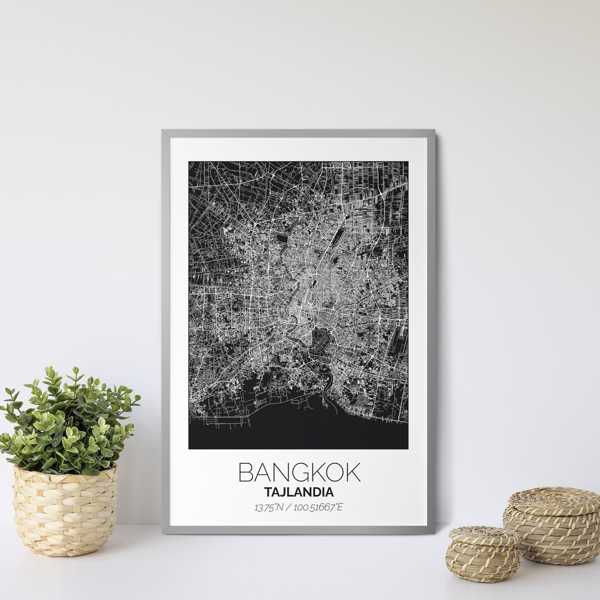 Mapa Miasta Bangkok W Ramie (Biało-Czarna) - Gallart.pl