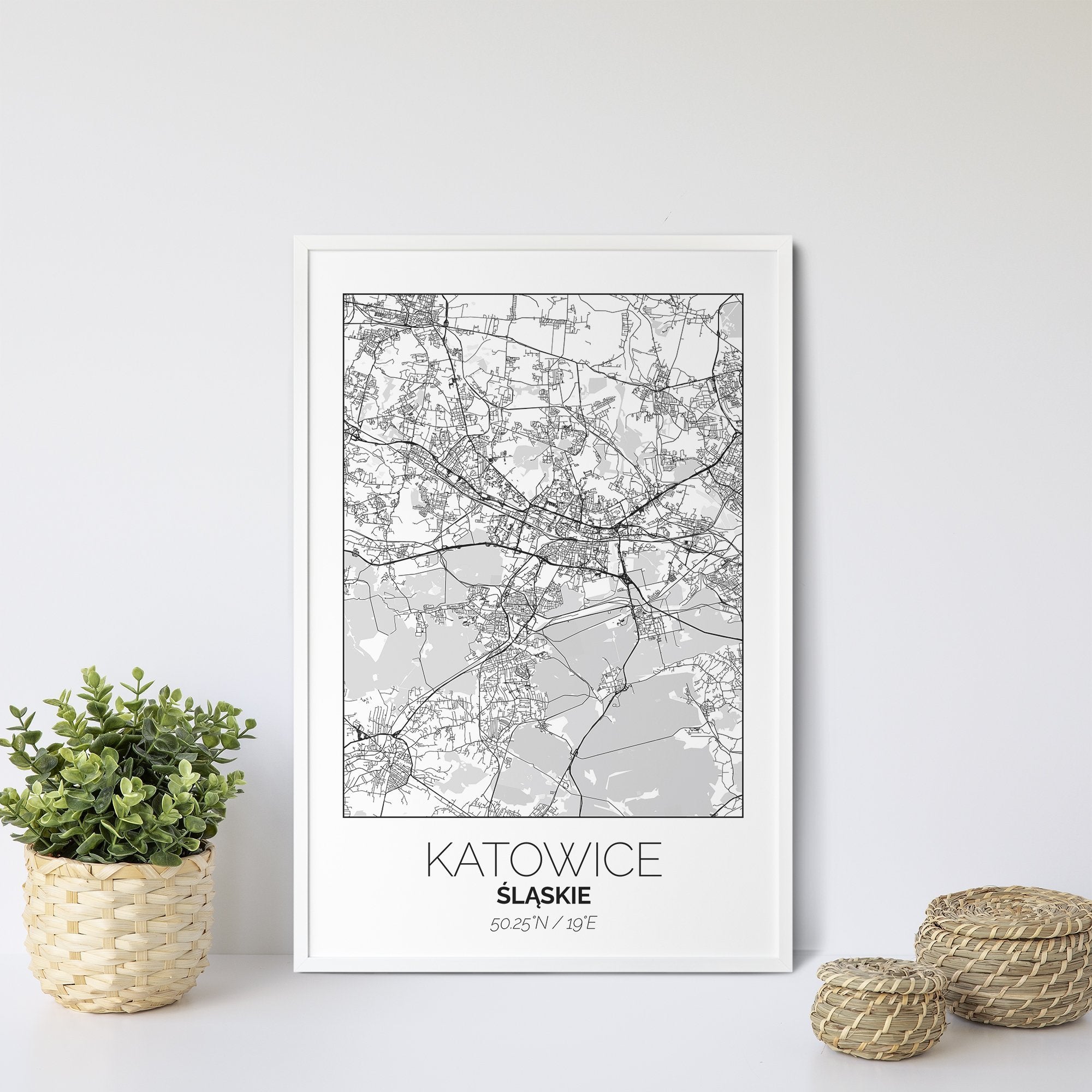 Mapa Miasta Katowice W Ramie (Biała) - Gallart.pl