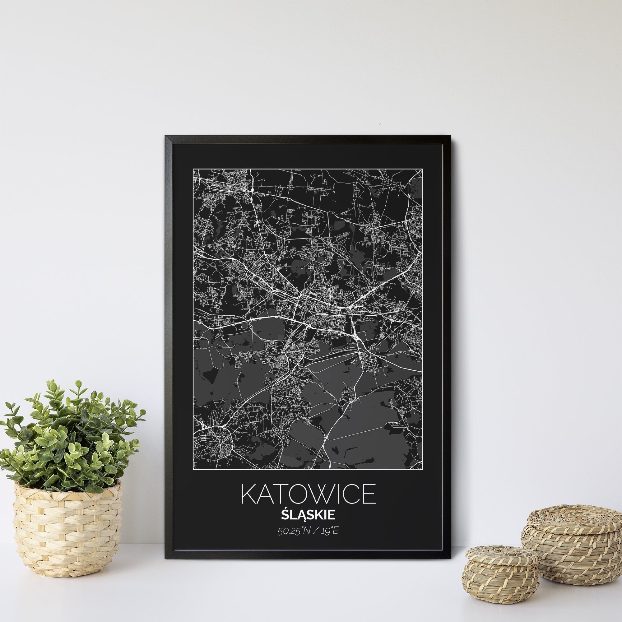 Mapa Miasta Katowice W Ramie (Czarna) - Gallart.pl