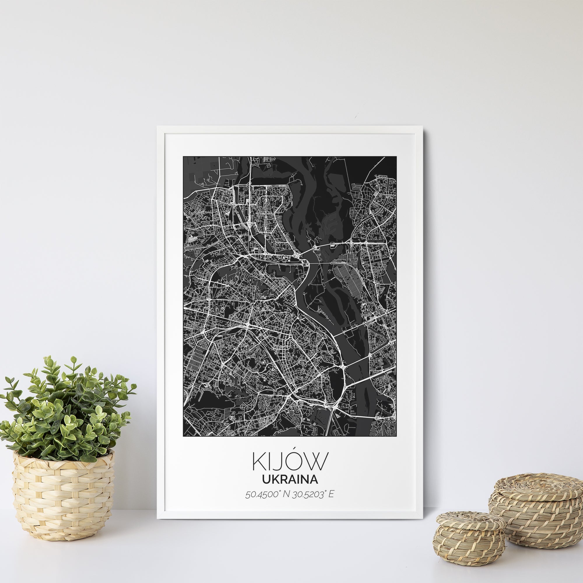 Mapa Miasta Kijów W Ramie (Biało-Czarna) - Gallart.pl