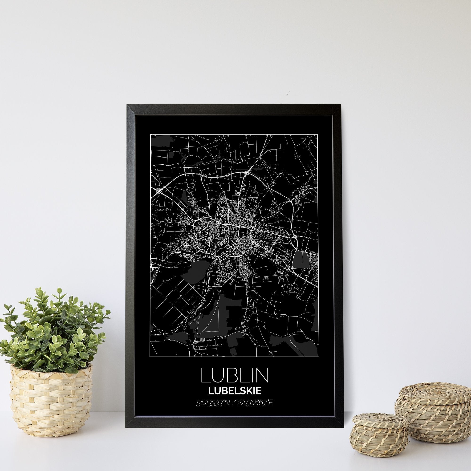 Mapa Miasta Lublin W Ramie (Czarna) - Gallart.pl