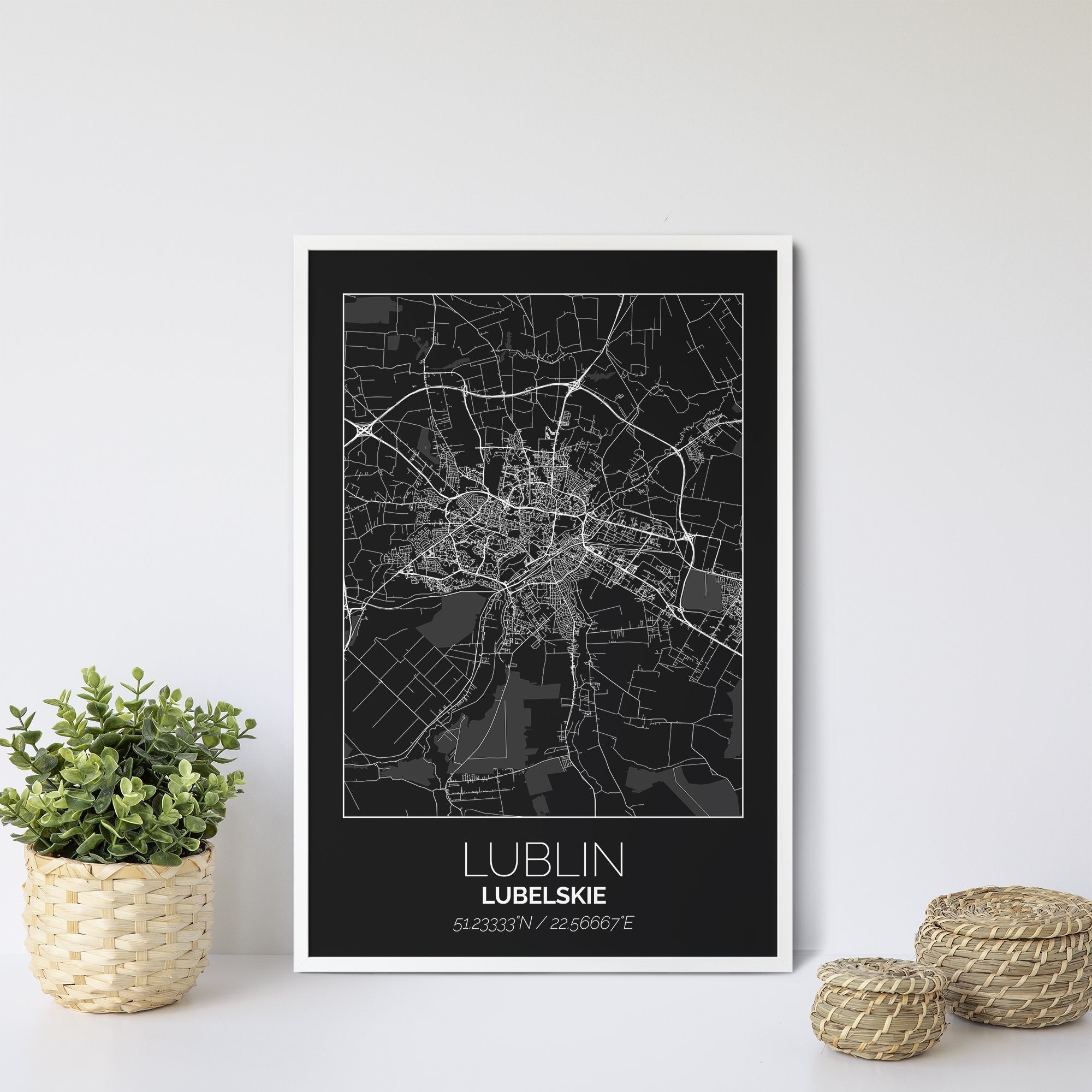 Mapa Miasta Lublin W Ramie (Czarna) - Gallart.pl