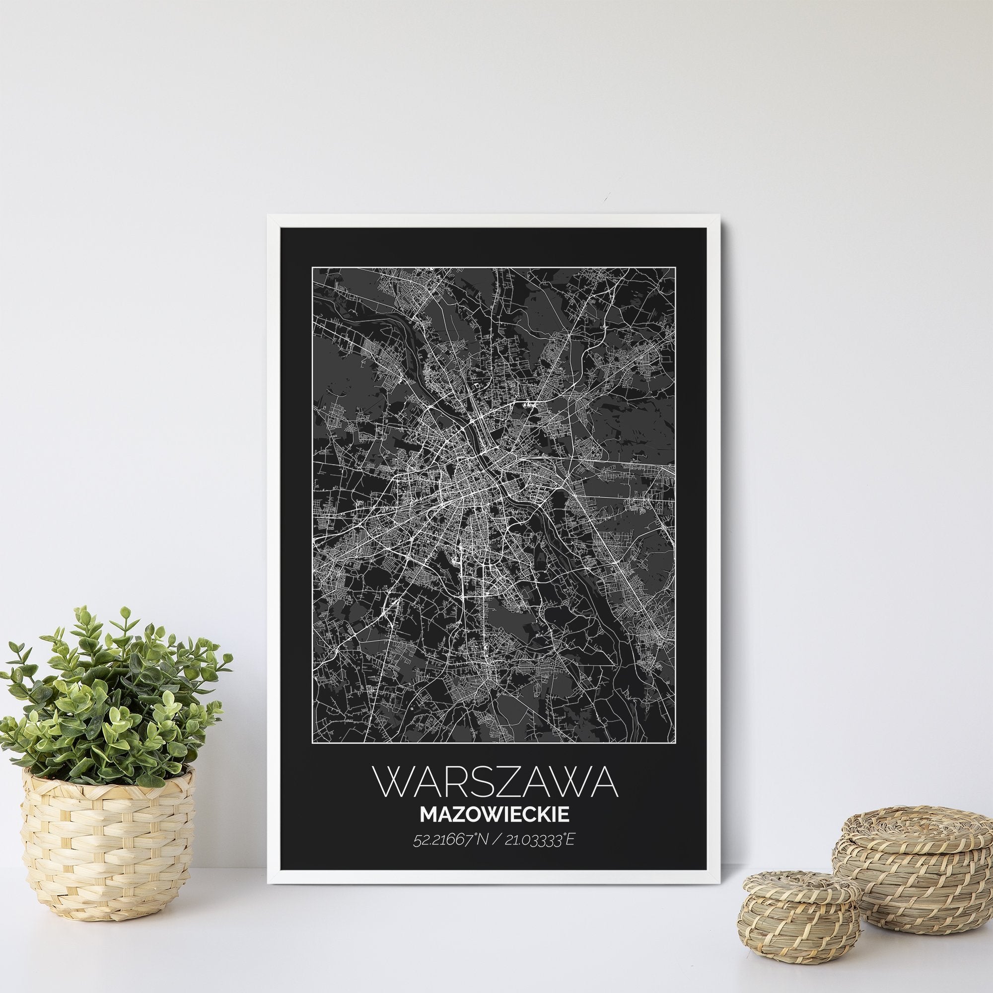 Mapa Miasta Warszawa W Ramie (Czarna) - Gallart.pl